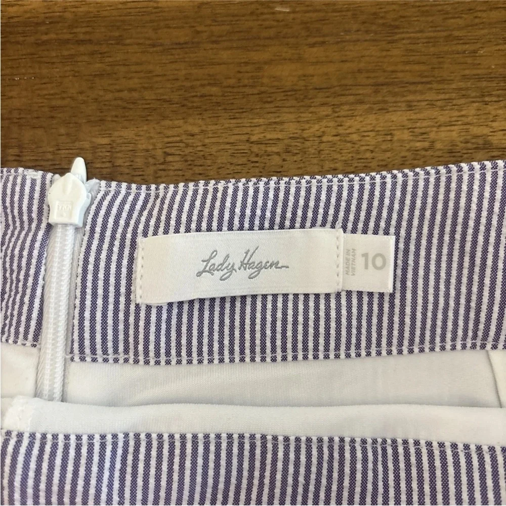 Lady Hagen Lavender Stripe Seersucker Golf Skort Size 10 - Picture 12 of 12